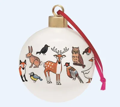 Weihnachtskugel aus Feinbone China, 6 cm, Winter Wildlife