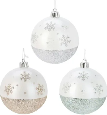 Obrázek produktu pro H&S Decoration | Vánoční ozdoba na stromeček - Vánoční ozdoba na stromeček - 8 cm - 12 kusů - Bílá - ozdoba na stromeček - Sněhové vločky s třpytkami