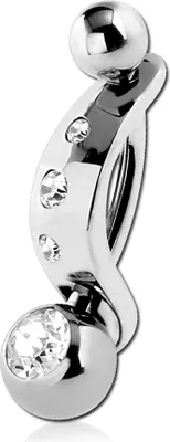 Produktbild von Intimpiercing Christina Piercing 316L Chirurgenstahl Mini Bauchnabel Banane Schild Kristalle Bananabell Z552_3k