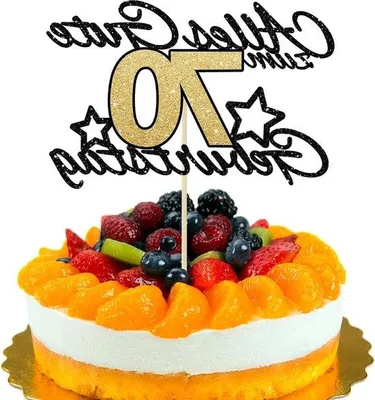 Image de Décoration scintillante pour gâteau « 70 ans » noir et or