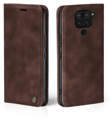 Produktbild von Handy Hülle für Xiaomi Redmi Note 9 Klapphülle Bookcase Flip Cover Handy Tasche Etui Farbe: Dunkelbraun