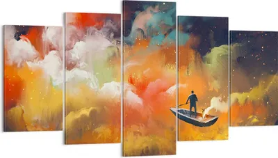 Produktbild von Bild auf Leinwand - Leinwandbild - Abstraktion Boot - 160x85cm - Wand Bild - Wanddeko - Wandbilder - Leinwanddruck - Bilder - Kunstdruck - Wanddekoration - Leinwand bilder - Wandkunst - EA160x85-3803