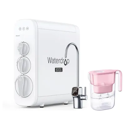 Image de Système de filtration d'eau par osmose inverse Waterdrop WD-G3P600, comprenant 1 carafe filtrante pour réfrigérateur WD-PT-05P Elfin