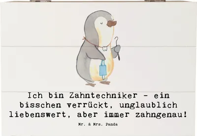 Produktbild von Mr. & Mrs. Panda Geschenkbox Zahntechniker Spaß 22 x 15 cm - Weiß - Geschenk, Schatzkiste, Zahntechnik, Beruf, Box, personalisierte Geschenke, Anerkennung, Berufsliebe