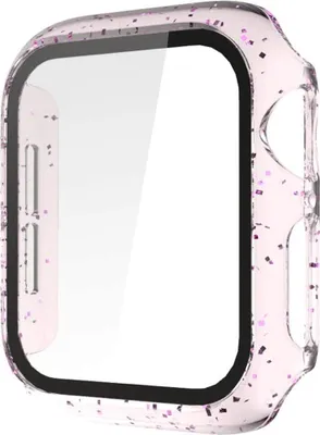 Produktbild von Kompatibel mit Apple Watch Series 6/SE/5/4 40mm PC Hülle mit Panzerglas Displayschutz, Glänzend Sehr stark PC Schutzhülle Vollschutz Kratzfest Schutz Bumper Case für iWatch 40mm - Glitzer Lila