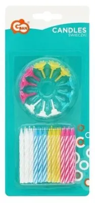 Produktbild von Geburtstagskerzen, 4 Farben, spiralförmig, 6 cm, 24 Stück – Godan