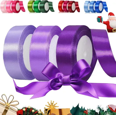 Produktbild von Satinband 66 m, 25 mm breit, 3 Farben, zum Geschenke einpacken, Festdekoration
