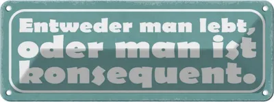 Produktbild von vianmo Blechschild 10x27 cm man lebt oder konsequent Dekoration Spruch Zitat