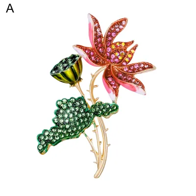 Produktbild von Brustnadel, mehrfarbig, Kleidungszubehör, Retro-Blumen-Strass-Brosche für Party-A