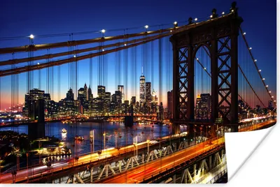 Produktbild von MuchoWow® Poster Brücke - Nacht - Architektur - USA 180x120 cm - Fotoplakat