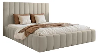 Produktbild von Selsey Fiarro - Polsterbett 160x200 mit Bettkasten, Velours, hellbeige