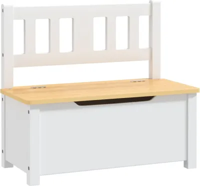 Produktbild von vidaXL Kinderbank mit Stauraum Weiß und Beige 60x30x55 cm MDF