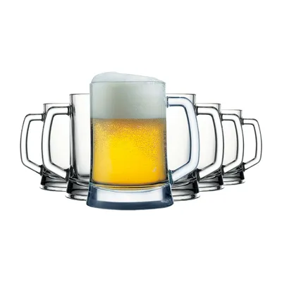 Produktbild von Pasabahce Pub Bierglas 500 ml – Klares Glas mit Henkel- 6 tlg