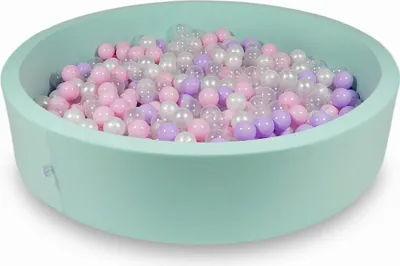 Produktbild von Dry Pool 130x30cm Mint mit 600 Bällen: Hellrosa, Perlmutt, Transparent, Heidekraut