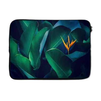 Produktbild von MuchoWow® Laptop Hülle 13 Zoll Tropische Blätter mit Blume Laptoptasche - Laptophülle - Sleeve - Rundumschutz