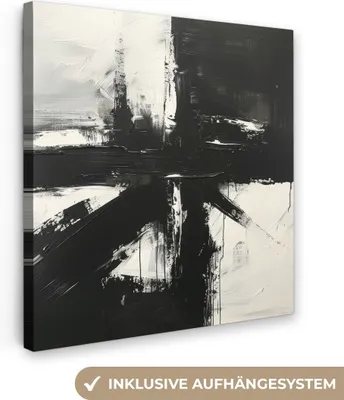 Produktbild von MuchoWow® - Leinwandbilder - Modern - Schwarz und weiß - Abstrakt - Kunst, Wandbild, Wanddeko Bilder Wohnzimmer, 50x50 cm