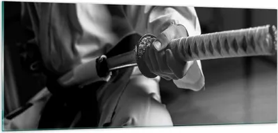 Produktbild von Bilder auf glas - Samurai-Schwert - 100x40cm - Glasbilder - Wandbilder - Kunstdruck - zum Aufhängen bereit - Wanddekoration aus Glas - Glas Bilder - Wandbild auf Glas - Einteilig - GAB100x40-3746