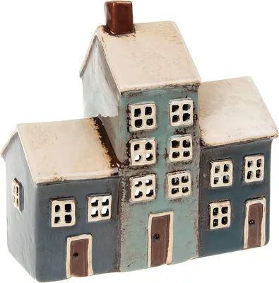 Productafbeelding van Village Pottery Grijs/Navy 3 Huis Theelicht
