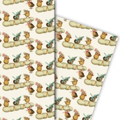 Produktbild von Süßes Retro Oster Geschenkpapier mit Vintage Küken - G7243, 32 x 48cm