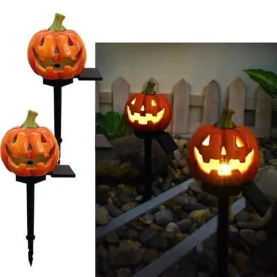 Zdjęcie produktu dla Lampka słoneczna dynia LED ogrodowa dekoracyjna halloween 2 szt.