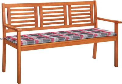 Produktbild von Möbel 3-Sitzer-Gartenbank mit Auflage 150 cm Massivholz Eukalyptus - Gartenbänke 3061009