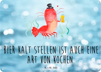 Produktbild von Mr. & Mrs. Panda Wandbild Hummer Weizen DIN A5 - Oceanblue - Geschenk, Schild, Türschild, Kneipe, Meer, Wirtschaft, Kochen, Bier, Blechschild, Garnelen, tafel, Gasthaus