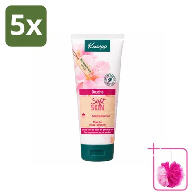 Imagen del producto de 5 unidades de gel de ducha nutritivo Kneipp con extracto de flor de almendro - 75 ml cada uno - Paquete económico