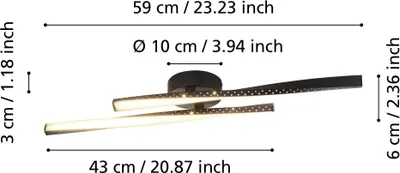 Immagine prodotto di Eglo 75685 ADEJE LED parete/soffitto 8W 590x100mm Bianco nero Bianco caldo