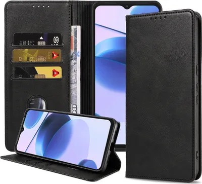 Produktbild von Smartphonica Handytasche passend für Realme C35 Kunstledertasche mit Magnetverschluss und Kartenfächern Buchtasche mit Klappe - Schwarz
