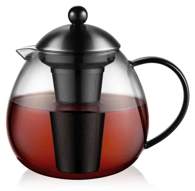 Teekanne 1500 ml mit Edelstahlfilter, Borosilikatglas
