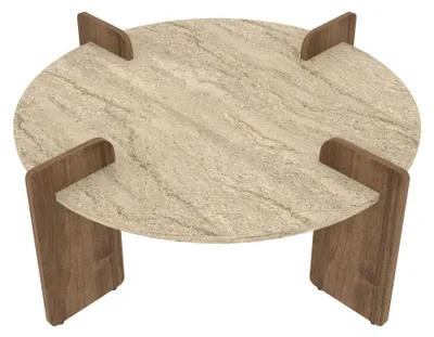 Produktbild von Couchtisch aus Holz "Avoure" - 90 x 90 x 35 cm - Travertin