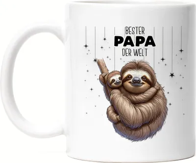 Produktbild von Bester Papa der Welt Faultier Papa Tasse Weiß - Vatertagsgeschenk Vatertag