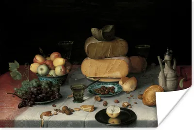 Produktbild von MuchoWow® Poster Stilleben mit Käse - Kunstwerk - Alte Meister 120x80 cm - Bilder