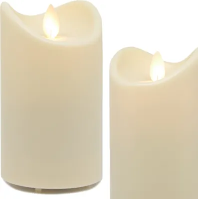 Produktbild von LED-Kunstharzkerze mit "Flamme", Weiß, 13cm, mit FB, IP44 Outdoor Kerze