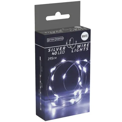 Image de Fil d'Éclair 40 Leds à Piles Décoration de Noël Blanc Froid 195 Cm