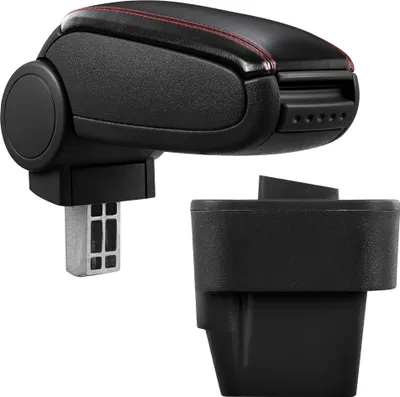 Produktbild von [pro.tec] Mittelarmlehne Passgenau für Opel Astra H in den Baujahren 2004 - 2010 - Armauflage mit Staufach - gepolstert - schwarz Kunst-Leder mit roten Nähten