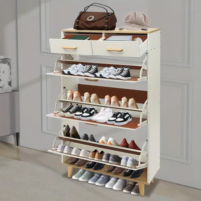 Produktbild von Schuhschrank - Schuhregal - Schuhkastensystem - Schuhaufbewahrung - Schuhmöbel - Warmweiß