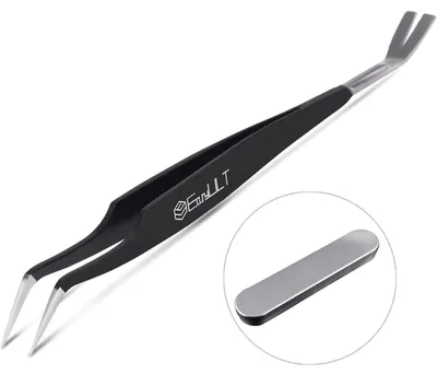 Produktbild von Zeckenzange 2in1 Edelstahl mit Zeckenhaken für Mensch und Tier Schwarz