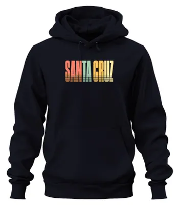 Immagine prodotto di Felpa con cappuccio "Santa Cruz Retro Vintage California Surf Beach West Coast", colore blu navy, taglia XL
