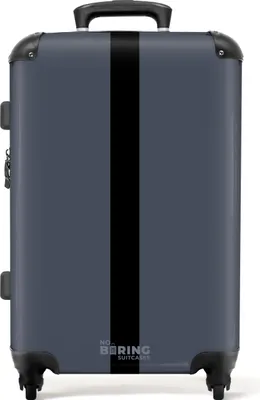 Obrázek produktu pro NoBoringSuitcases.com Tvrdý kufr střední velikosti 67x43x25 cm, 72L, jednobarevný s pruhy: Modrý s černými pruhy, cestovní kufr na 4 kolečkách