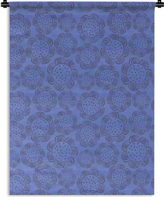 Produktbild von MuchoWow® Wandteppich Wandbehang Blumen - Muster - Blau 120x160 cm Tapisserie Dekoration Wandtuch - Wohnzimmer - Moderne