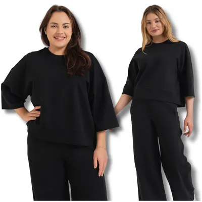 Produktbild von Moraj - Damenpullover Größe XXL - Sweatshirt Schwarz - Oversize Pullover fur Damen - Damenpullover Oversize Ausschnitt Rund