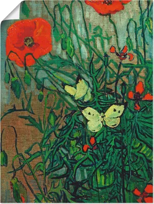 Produktbild von ARTland Poster Schmetterlinge auf Mohnblüten Größe: 30x40 cm