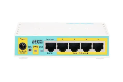 Obrázok produktu pre Mikrotik hEX PoE lite, Ethernet WAN, Fast Ethernet, Biela