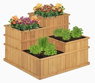 Immagine prodotto di Vaso rialzato in legno naturale 81 x 61 x 81 cm per giardino, balcone e terrazza