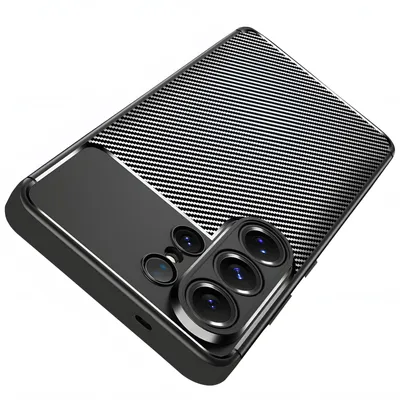 Image de Coque Samsung Galaxy S26 Ultra AVANA Coque de protection en silicone TPU Bumper Slim Case Noir Couverture aspect carbone