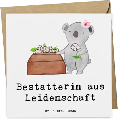Produktbild von Mr. & Mrs. Panda Glückwunschkarte Bestatterin Leidenschaft - Weiß - Geschenk, Klappkarte, faltkarte, Grußkarte, doppelkarte, anlasskarte