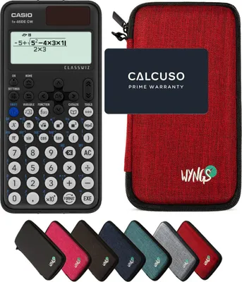 Produktbild von Casio fx-85DE CW ClassWiz inkl. WYNGS Schutztasche Rot - Wissenschaftlicher Taschenrechner - Basic Set