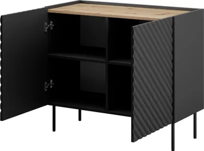 Produktbild von Cama 2D ONDA Kommode 98x45x85 schwarz, Schwarz, Partikelbord, Modern, Rechteckig, Partikelbord, Laminat