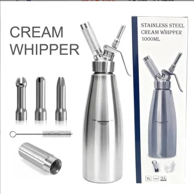 Produktbild von 1000 ml Sahnespender Sahnespritze Edelstahl-Kuchenspritze Siphon-Quetschflasche Dessertwerkzeug Sahnespritzen
